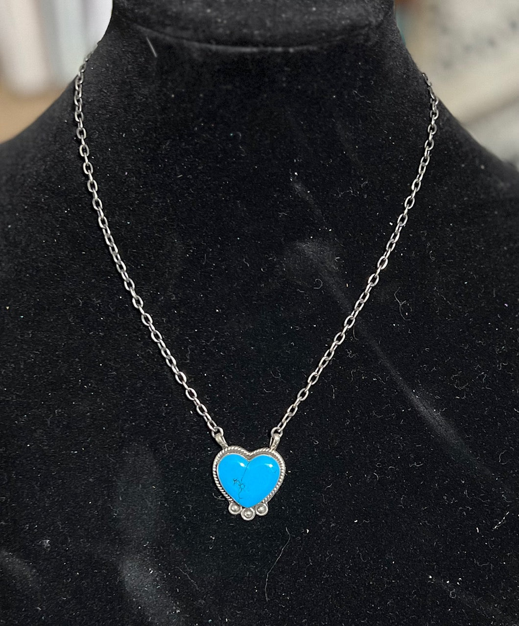 Turquoise Heart Pendant - 18 inch Cedar Hill Country Market