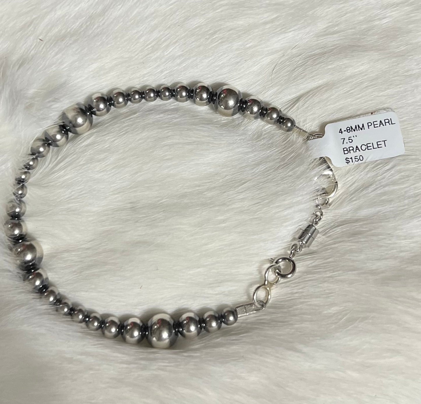 Sterling Silver Graduated Pearl Bracelet - 4-6mm Cedar Hill Country Market