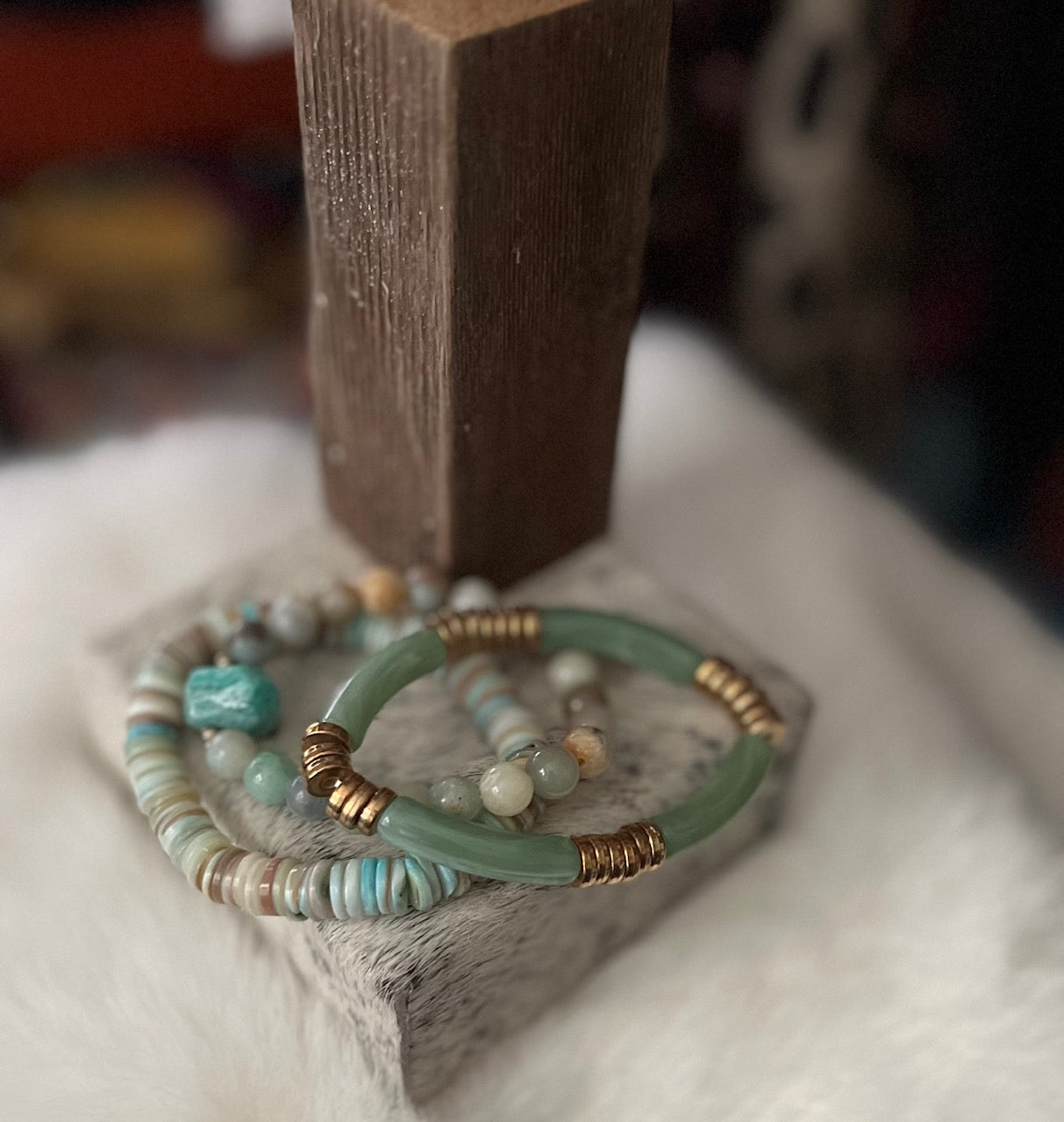 Aventurine Glass 3 Stack Stretch Bracelet Set Cedar Hill Country Market