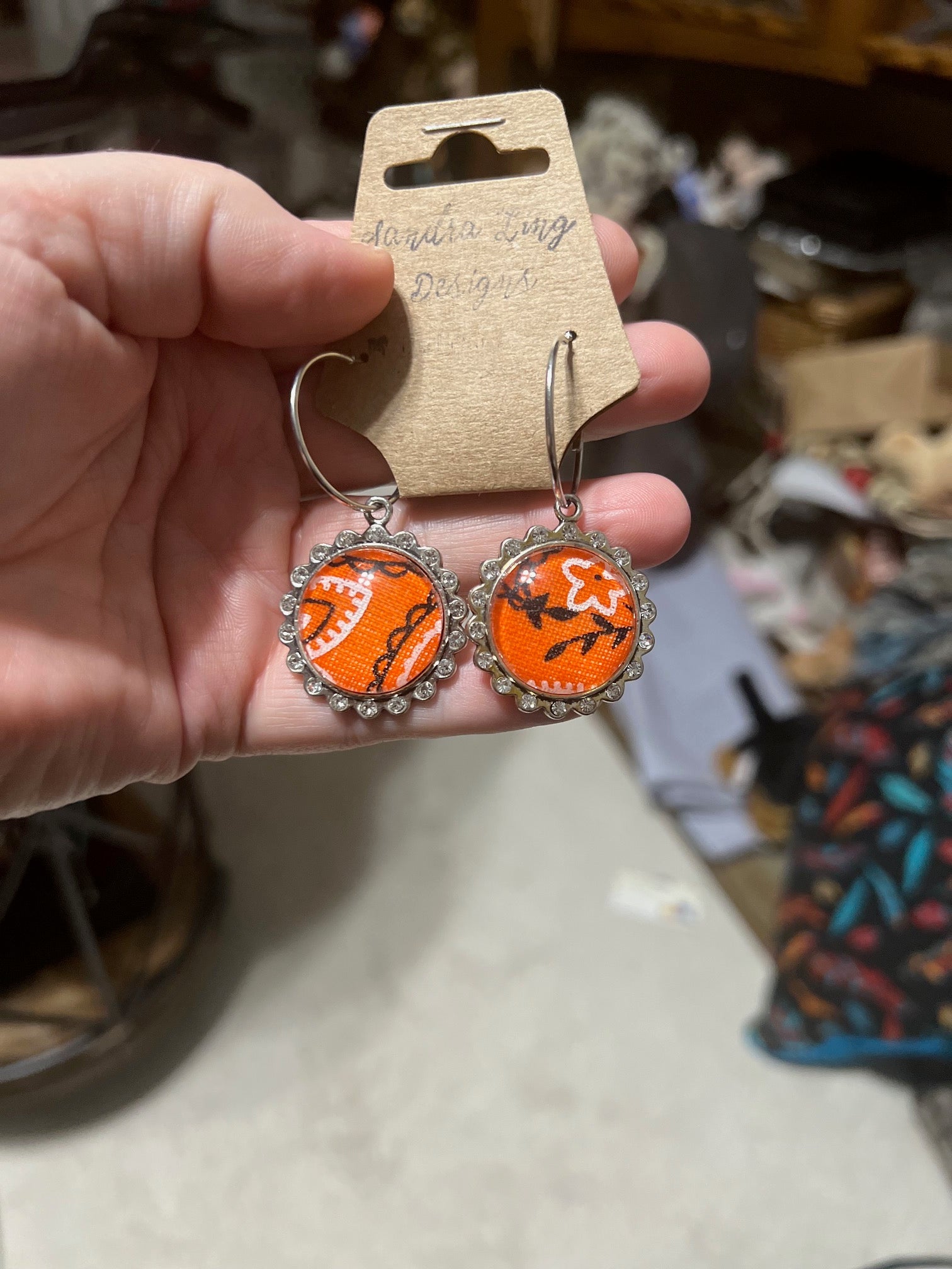 Sandra Ling - Orange Bandana Earring and Bracelet set Cedar Hill Country Market