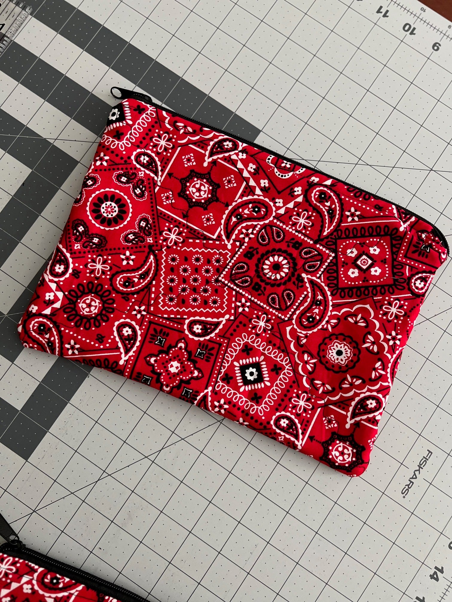Red Bandana Zipper Make Up Bag Cedar Hill Country Market