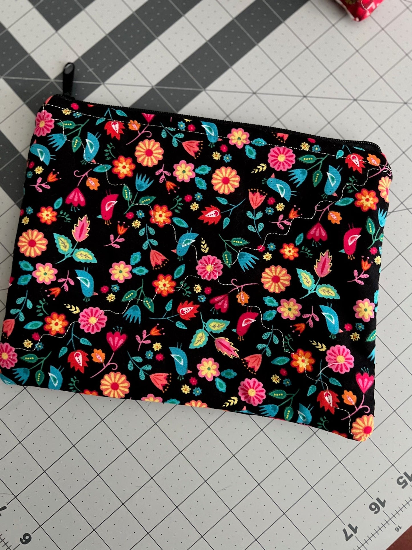 LIttle Birdie Black Floral Zipper Make Up Bag Cedar Hill Country Market