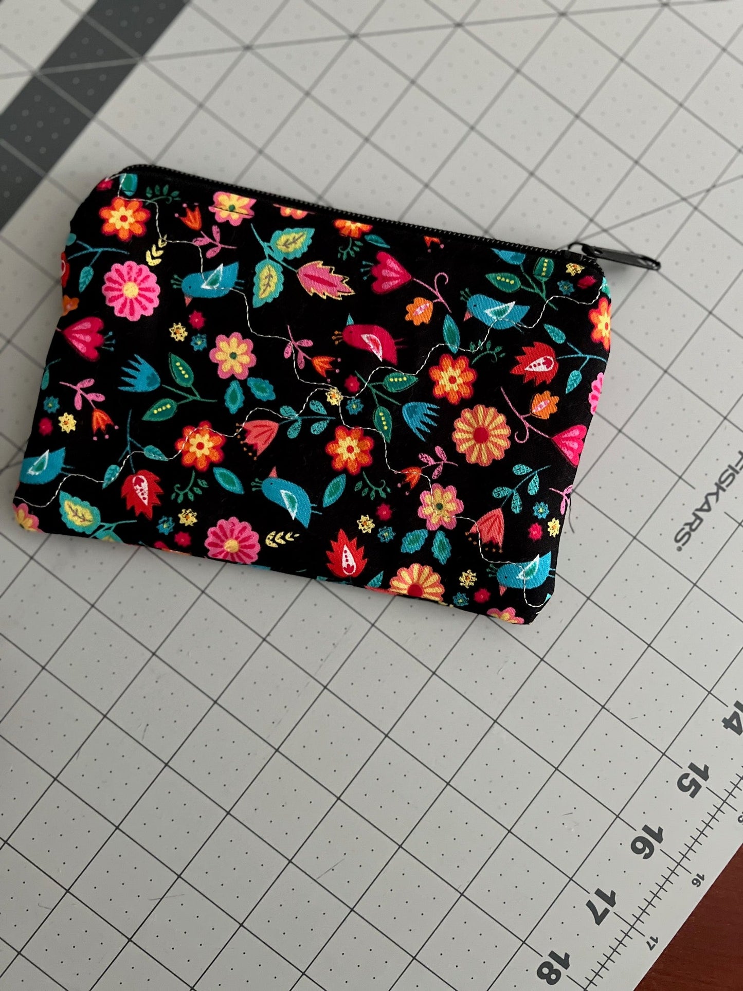 LIttle Birdie Black Floral Zipper Make Up Bag Cedar Hill Country Market