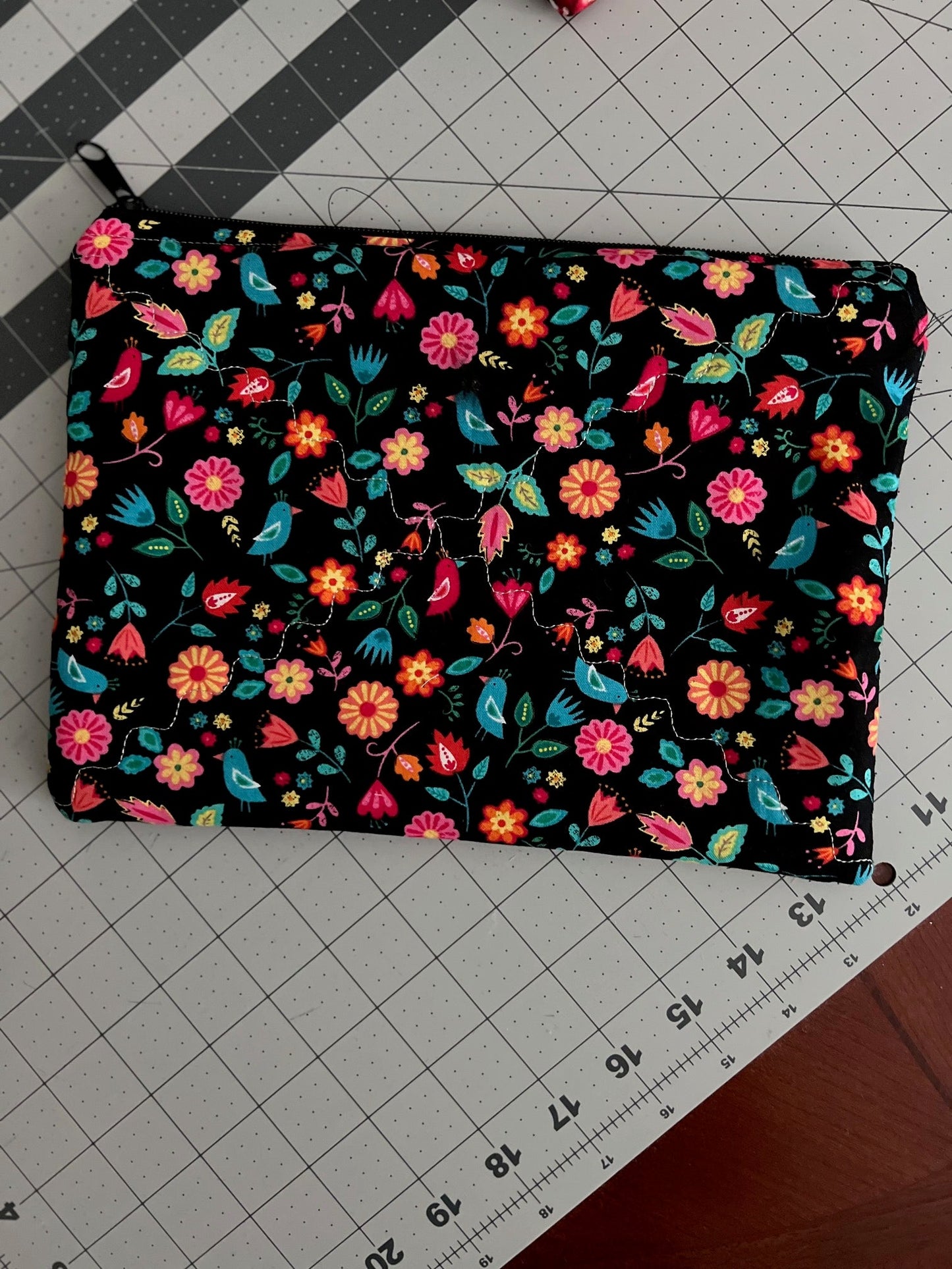 LIttle Birdie Black Floral Zipper Make Up Bag Cedar Hill Country Market
