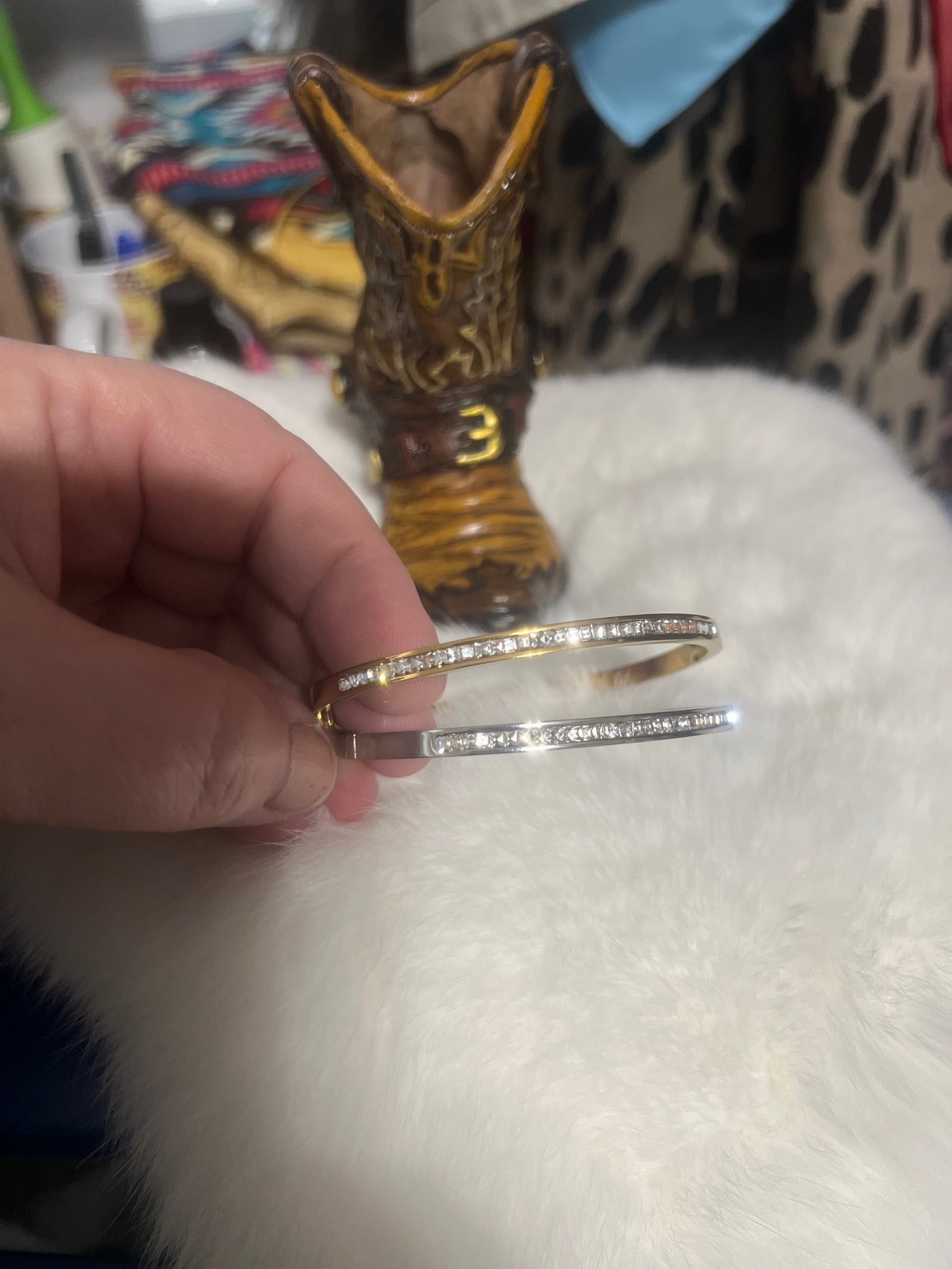 Bangle Bracelets - Stainless Steel  CZ Cedar Hill Country Market