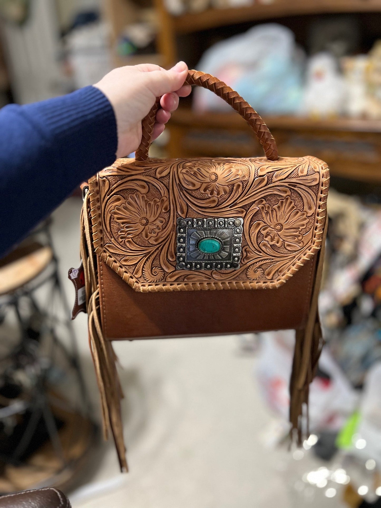 Red Tooled Leather Crossbody with Tooled Coin Wallet Cedar Hill Country Market