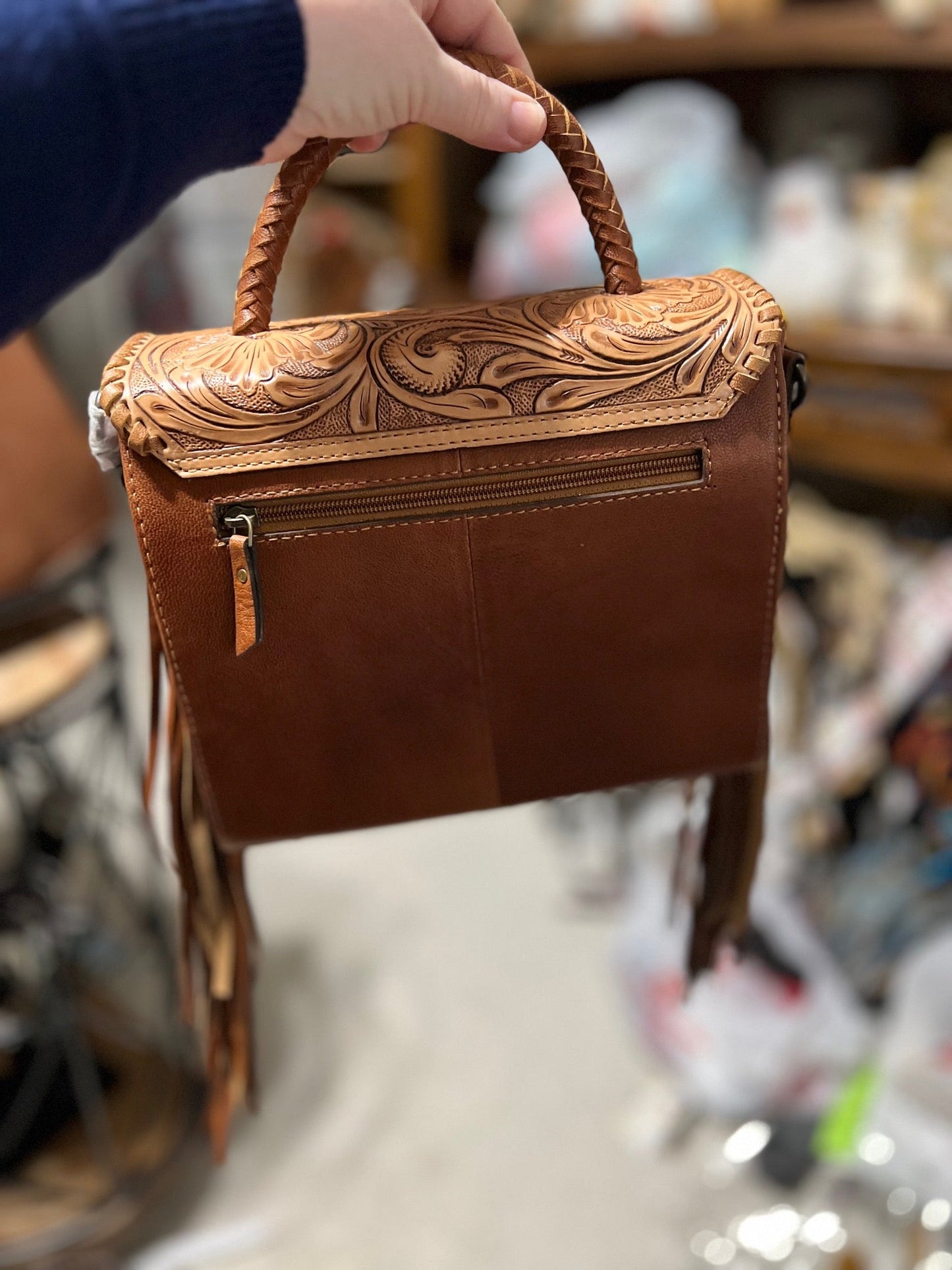 Red Tooled Leather Crossbody with Tooled Coin Wallet Cedar Hill Country Market