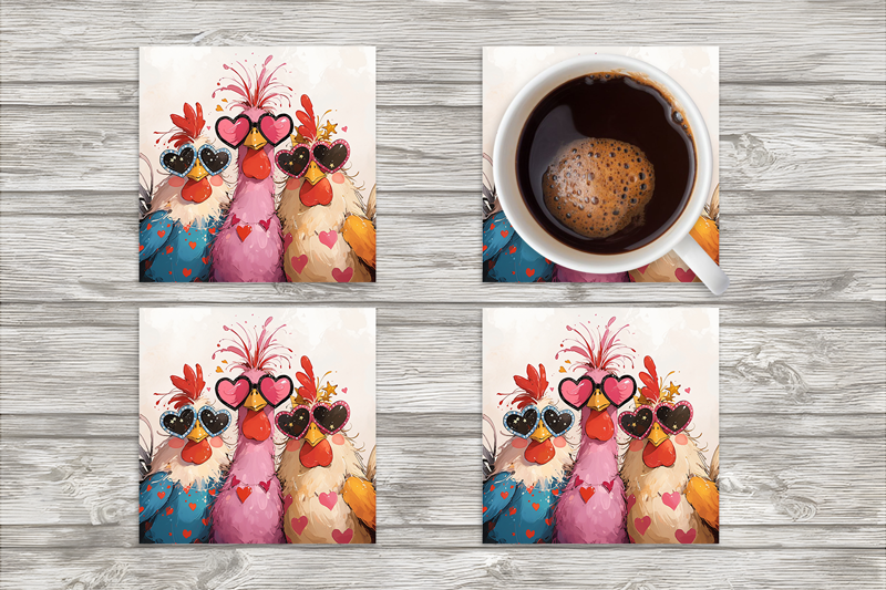 Lovely Chicks Square Neoprene Coasters - Set of 4
