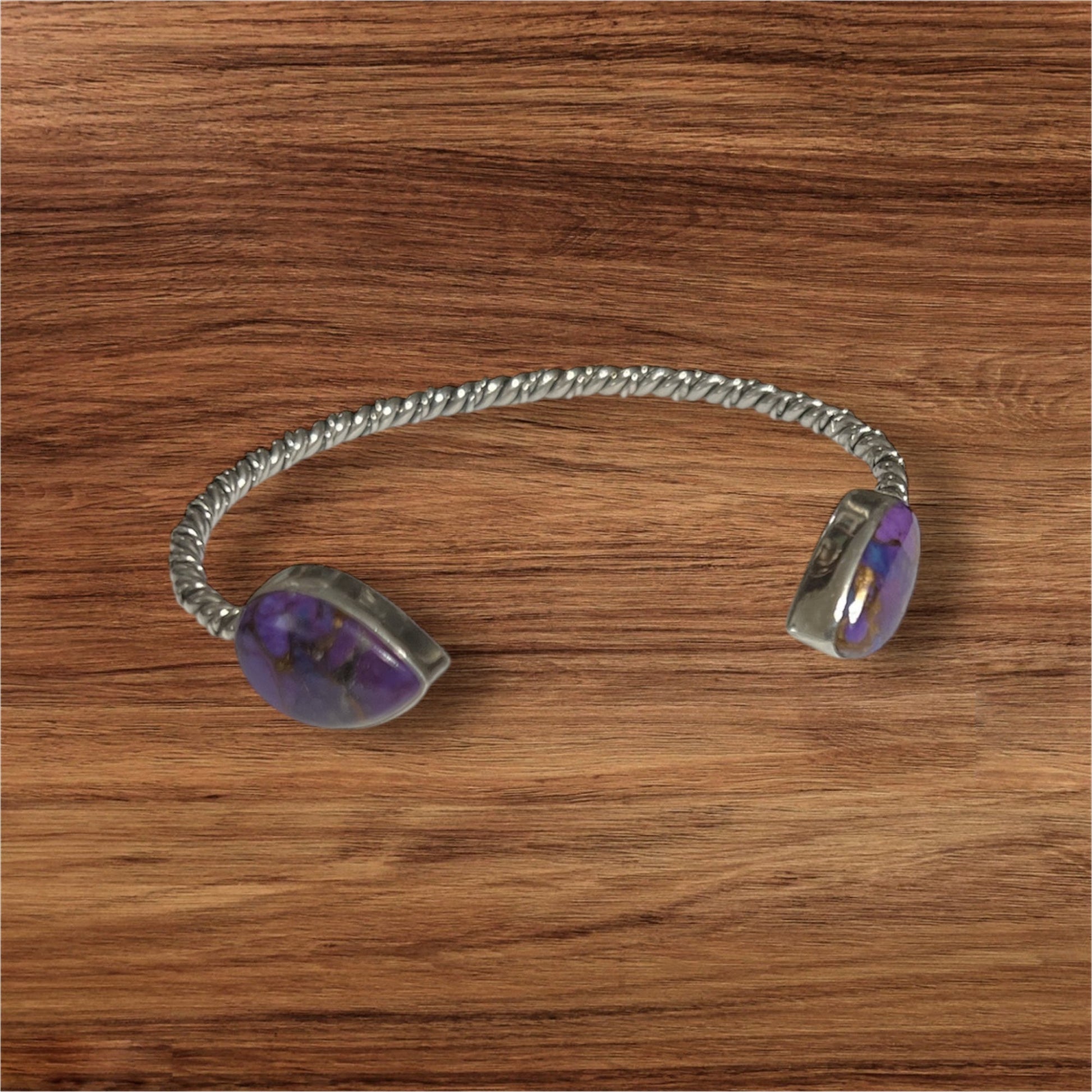 Amethyst Sterling Silver TearDrop Rope Cuff - No. 104 Cedar Hill Country Market