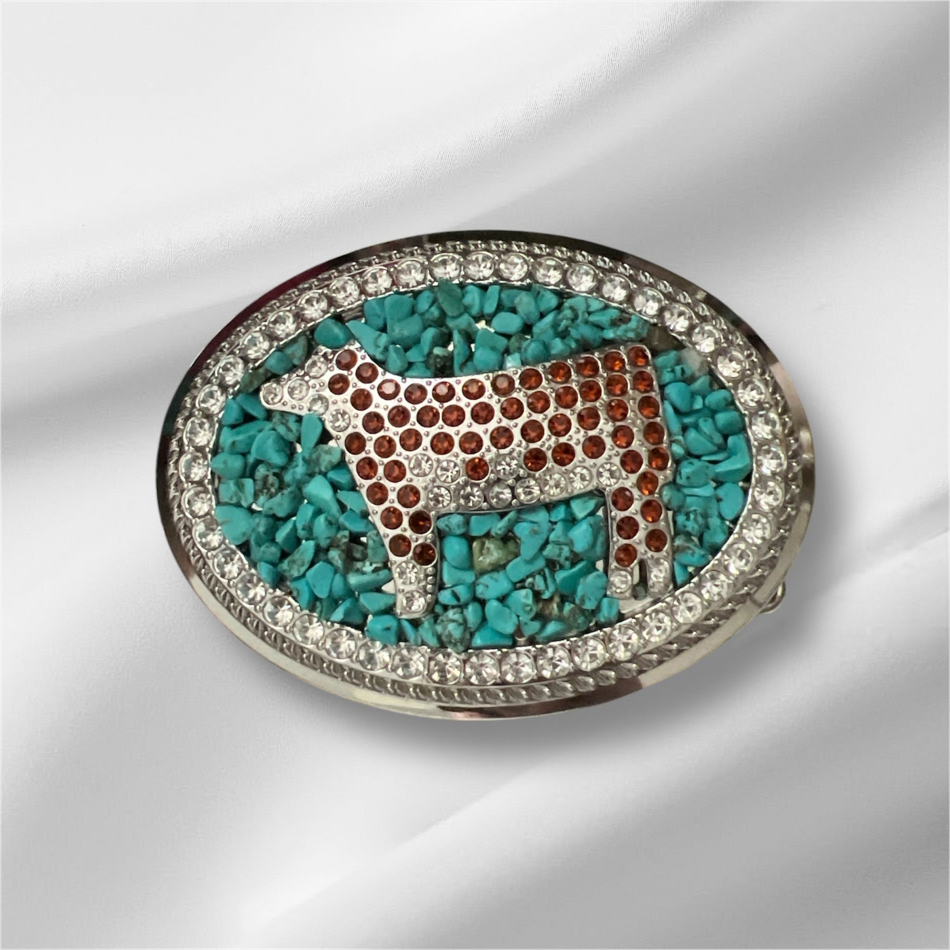Fashion Crushed Turquoise Stone and Bling Rodeo Belt Buckles No. 2201 Cedar Hill Country Market