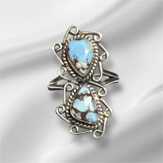 2 Stone Golden Hills Sterling Silver Ring - Size 8.5 No 138 Cedar Hill Country Market