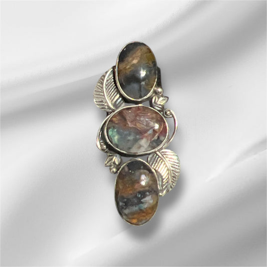 Genuine 3 Stone Jasper Sterling Silver Ring Size 7.5 No 140 Cedar Hill Country Market
