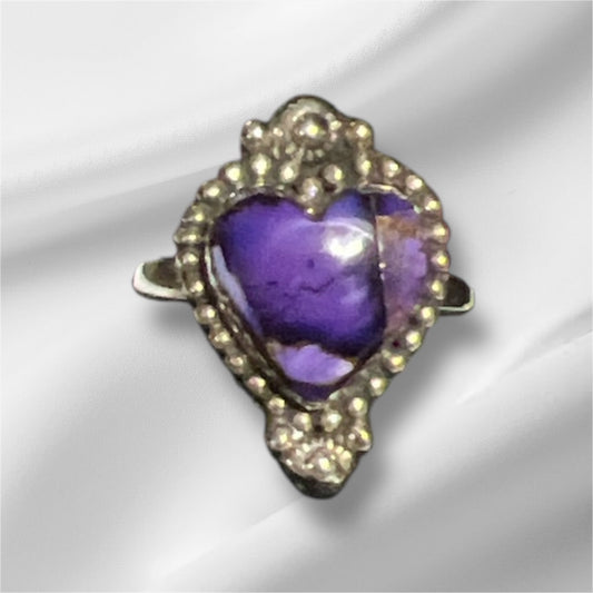 Purple Dalia Sterling Silver Heart Ring Size 7.5/8 No 145 Cedar Hill Country Market