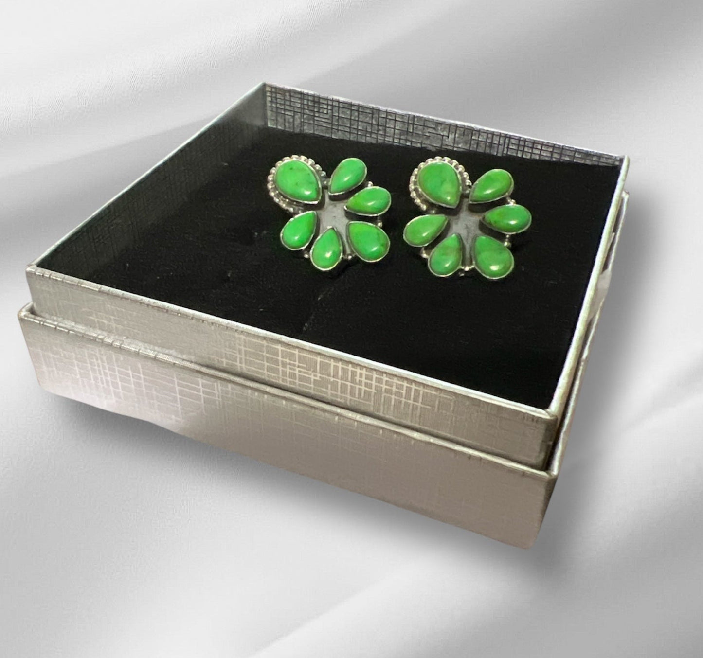 chrysoprase Cluster Post Back Earrings No 148 CedarHill Country Market