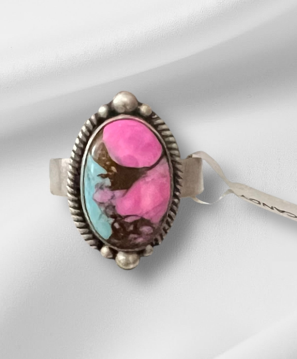 Genuine Cotton Candy Turquoise Sterling Silver Ring - Adjustable No 506 Cedar Hill Country Market