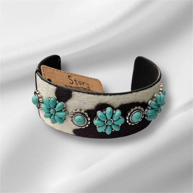 Western Fashion Turquoise Cowhide Cuff Cedar Hill Country Market