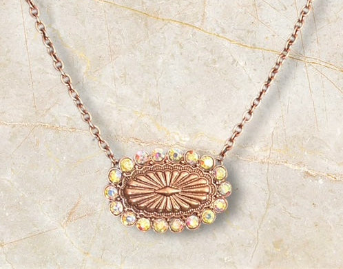 Concho Oval Multi Stone Necklace (Multi) 0690 CedarHill Country Market