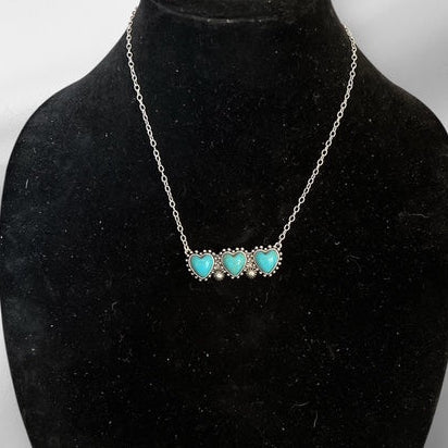 Three stone Heart Bar Necklace (Multi) 0688 CedarHill Country Market