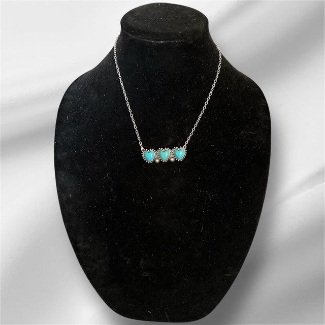 Three stone Heart Bar Necklace (Multi) 0688 CedarHill Country Market