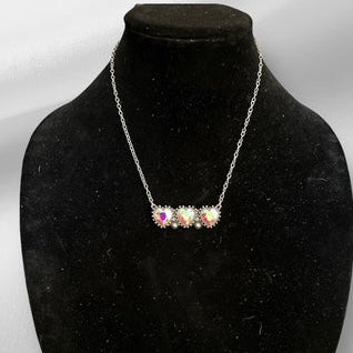 Three stone Heart Bar Necklace (Multi) 0688 CedarHill Country Market