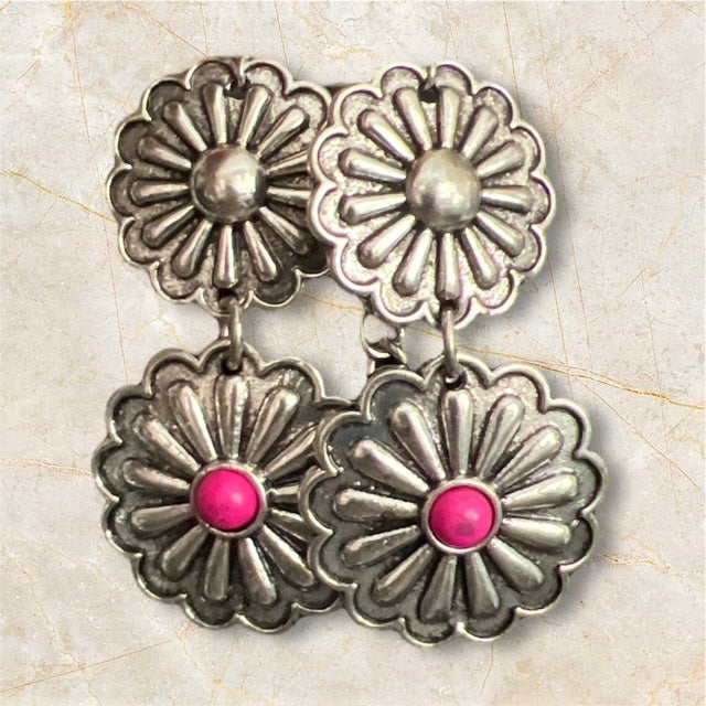 Rustic Couture's Silver w/Pink Concho Necklace Set 0702 CedarHill Country Market