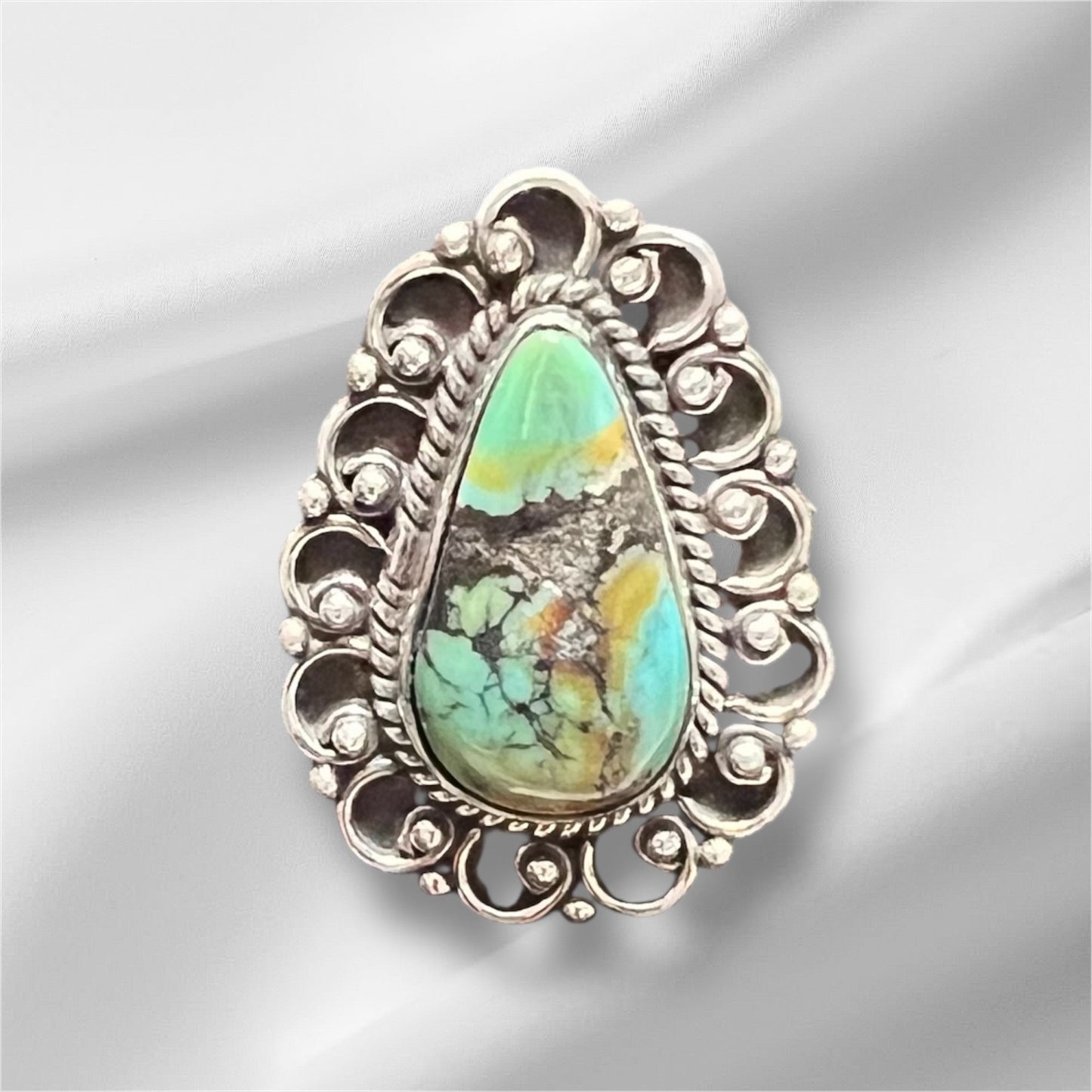 Genuine Open Source Turquoise Teardrop Ring Size 10 Cedar Hill Country Market