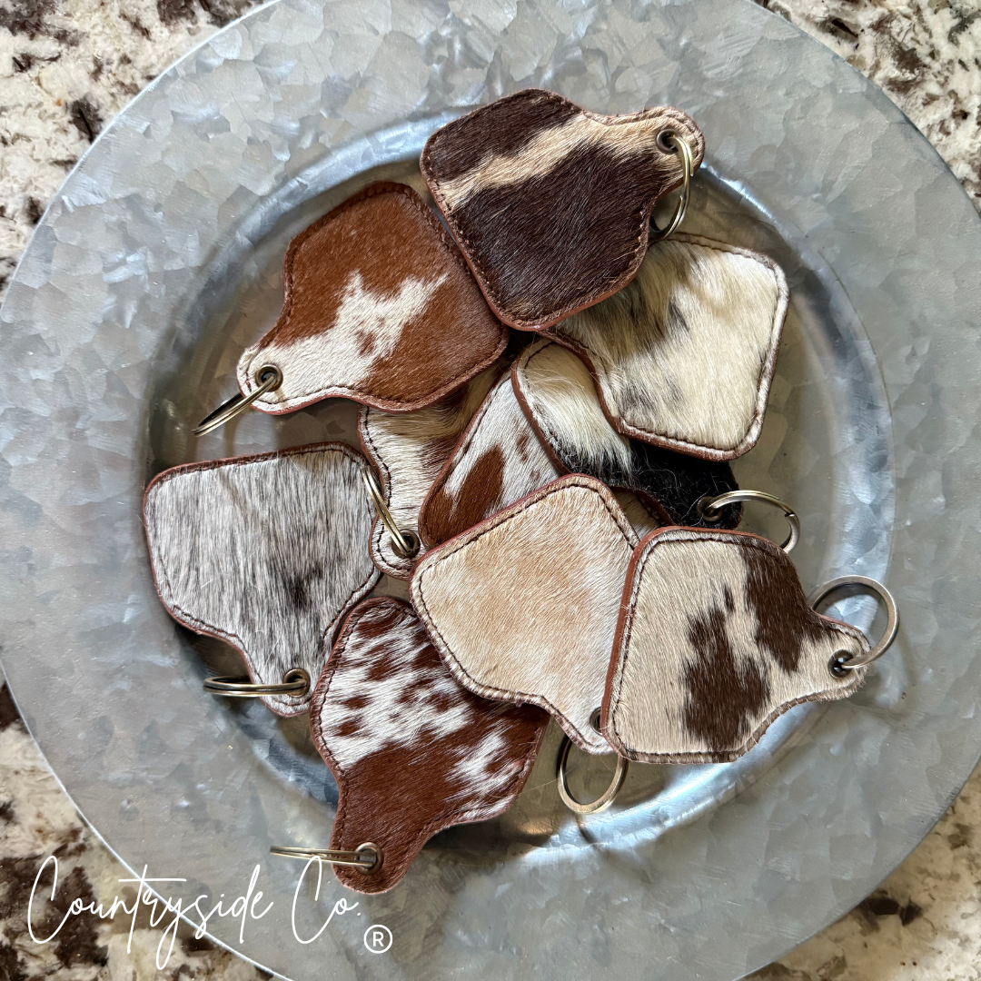 Cowhide Cowtag Keychain Countryside Co.