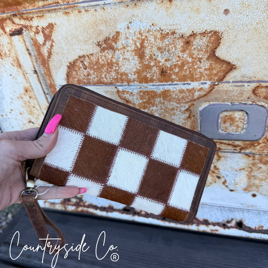 Stockdale Checkered Cowhide Wallet Countryside Co.