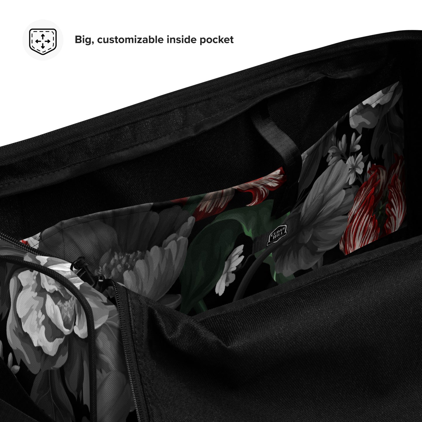 Gothic Black and Red Peony Duffle bag CedarHill Country Market