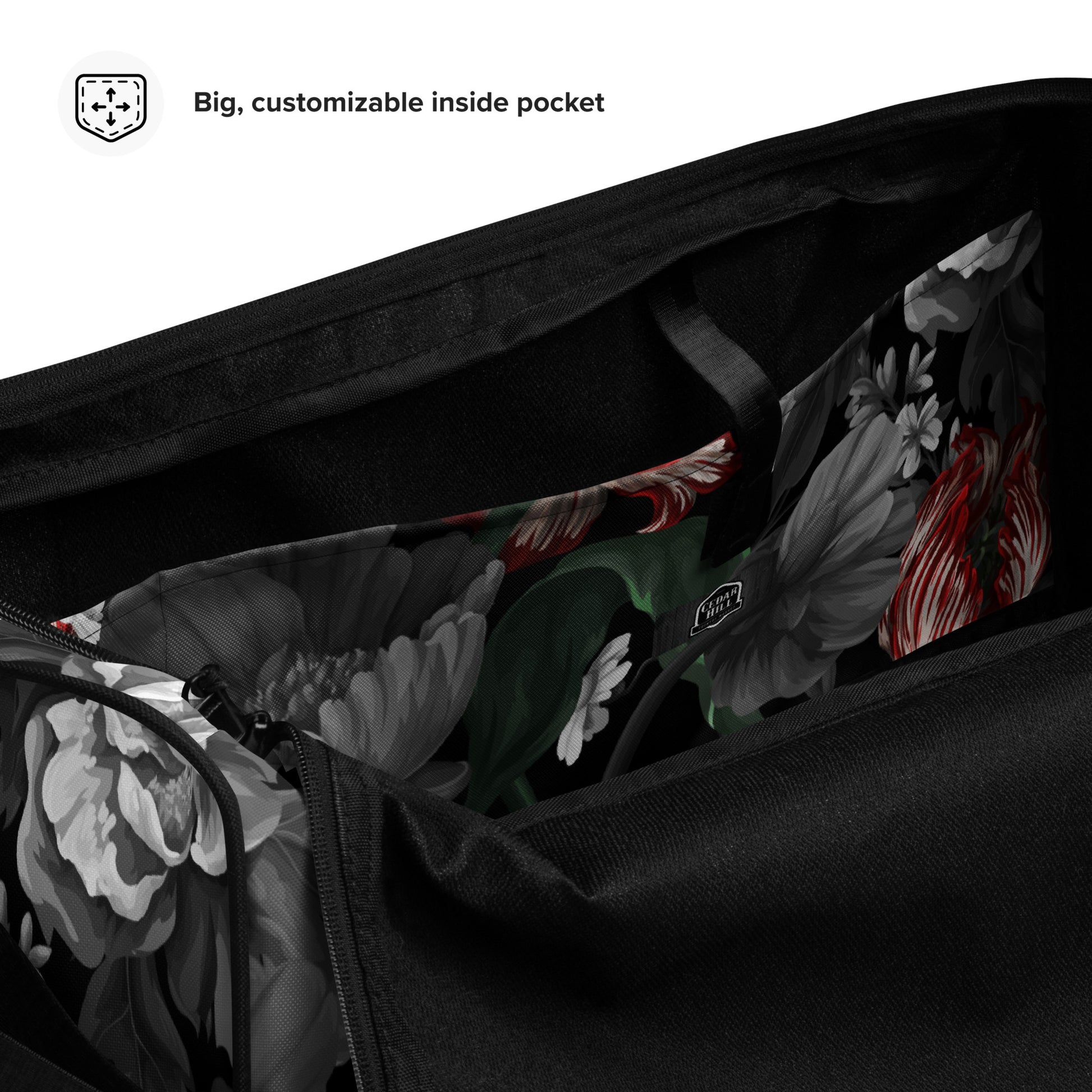 Gothic Black and Red Peony Duffle bag CedarHill Country Market