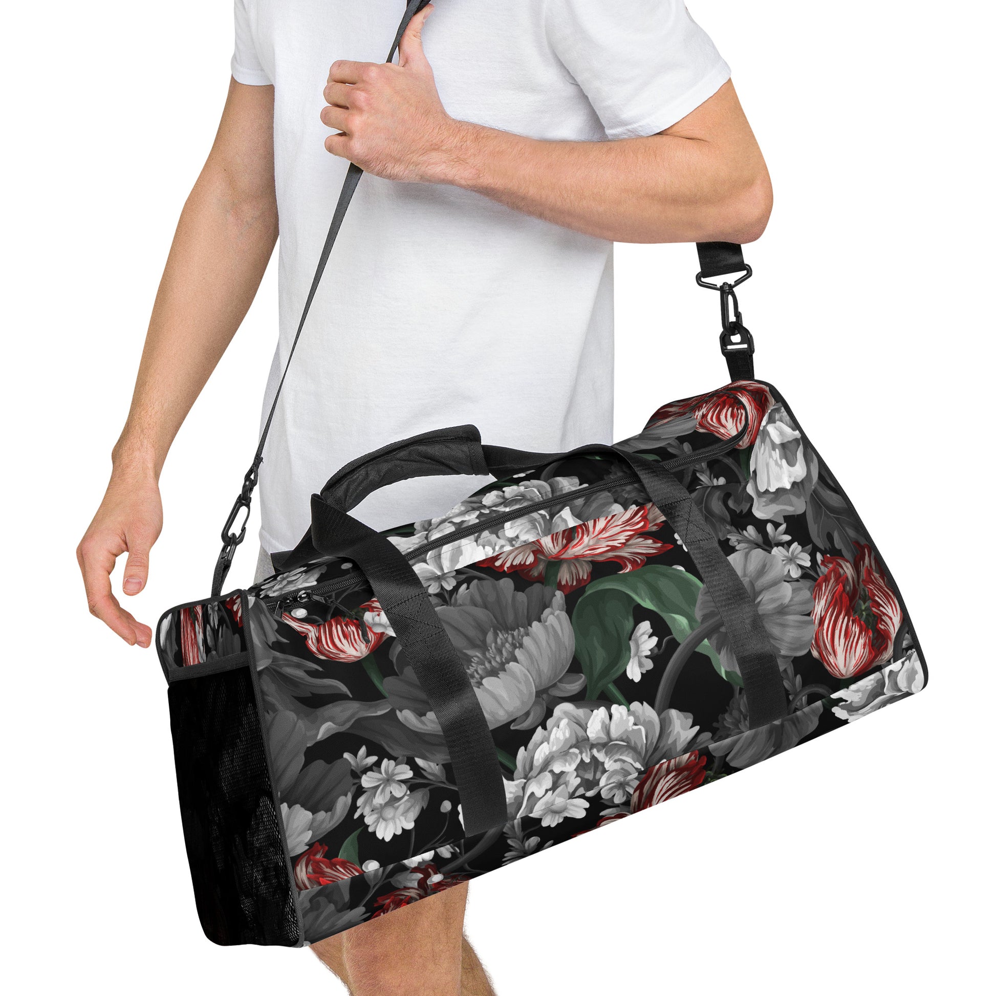 Gothic Black and Red Peony Duffle bag CedarHill Country Market