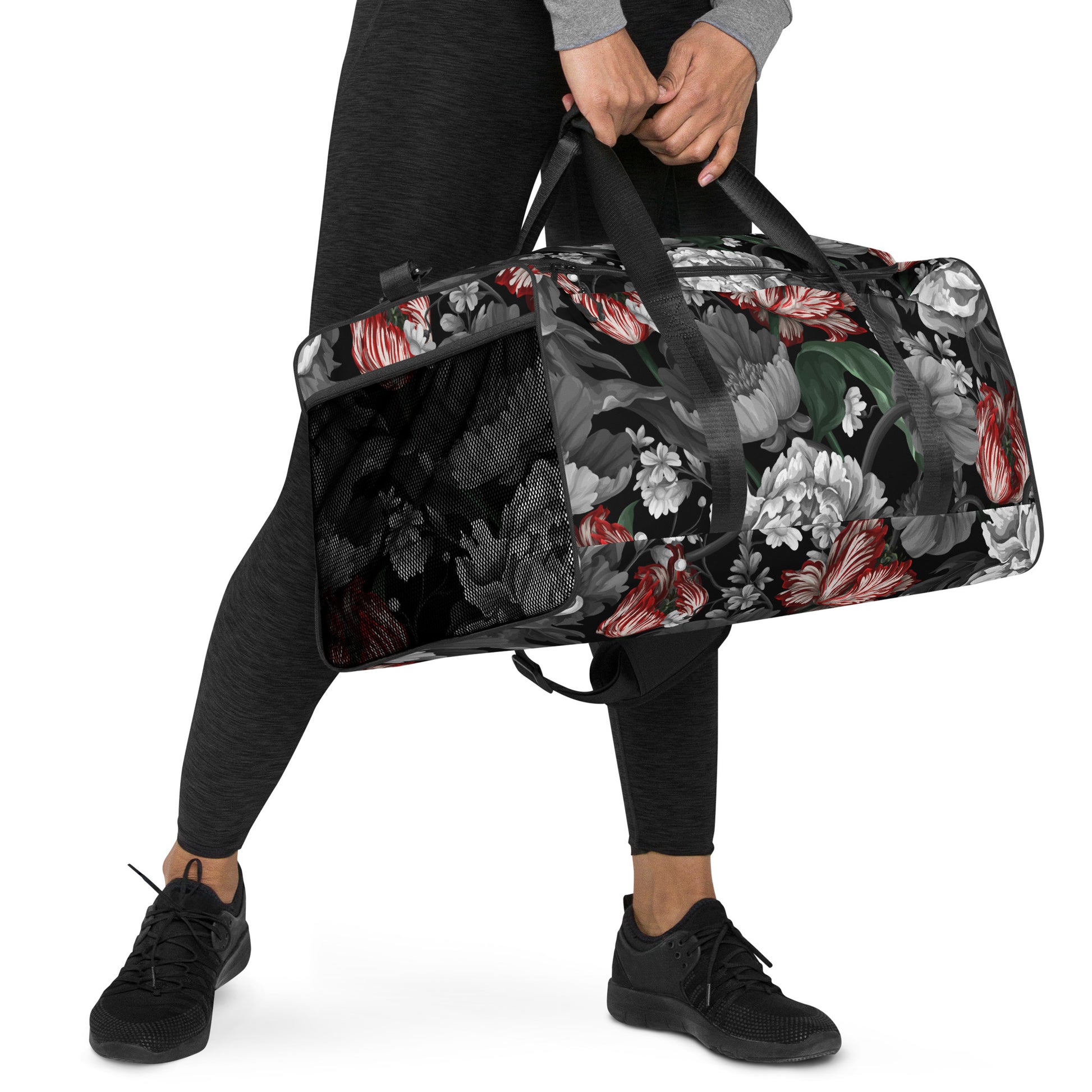 Gothic Black and Red Peony Duffle bag CedarHill Country Market