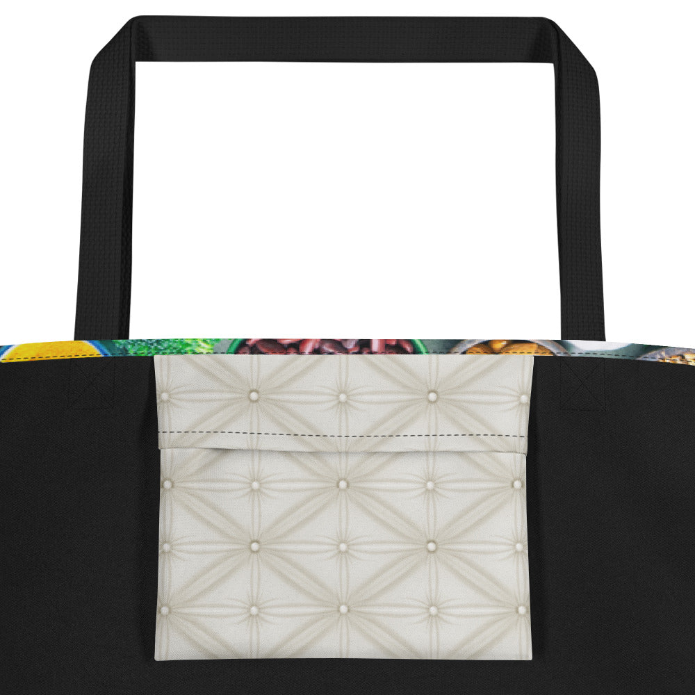 Central Market Food Market All-Over Print Large Tote Bag CedarHill Country Market