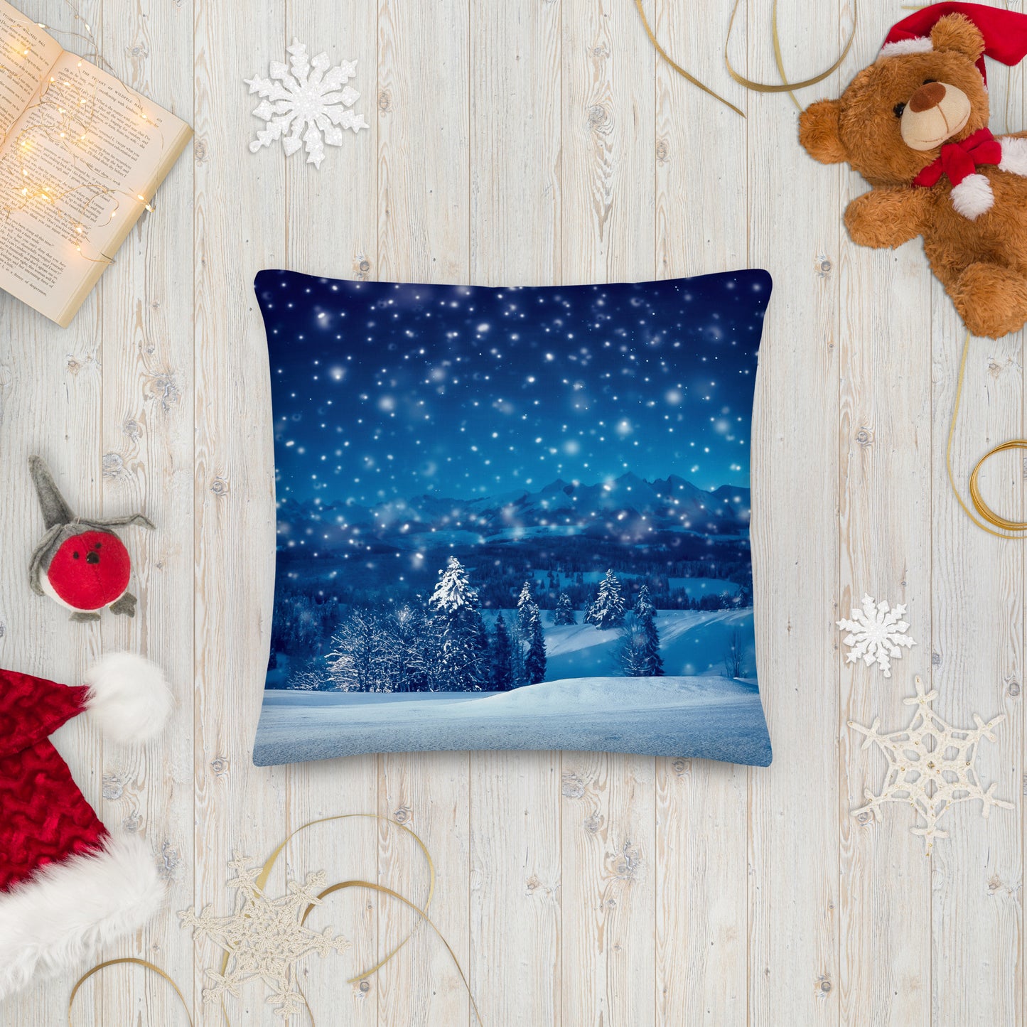 Santa's Christmas Night Premium Throw Pillow CedarHill Country Market