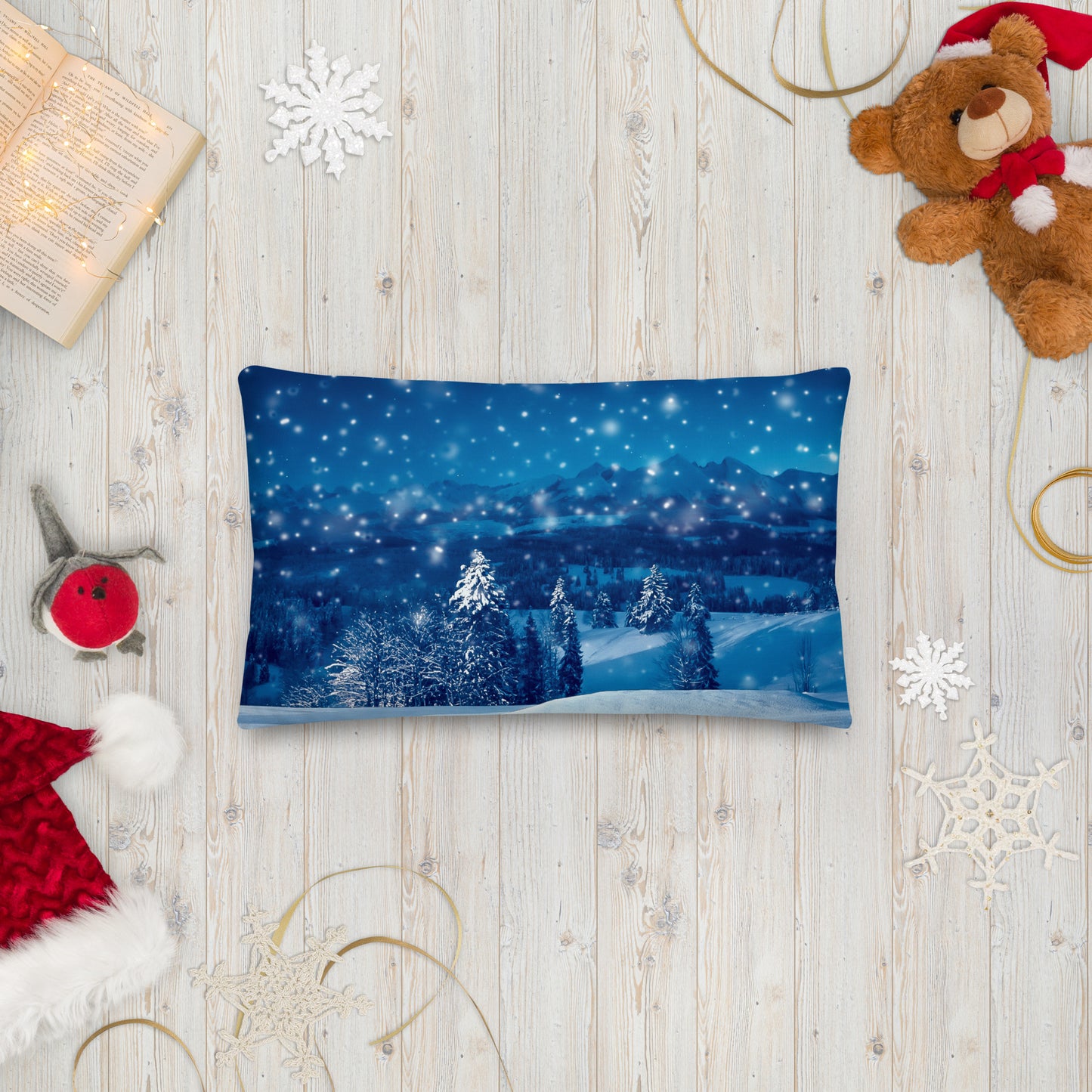 Santa's Christmas Night Premium Throw Pillow CedarHill Country Market