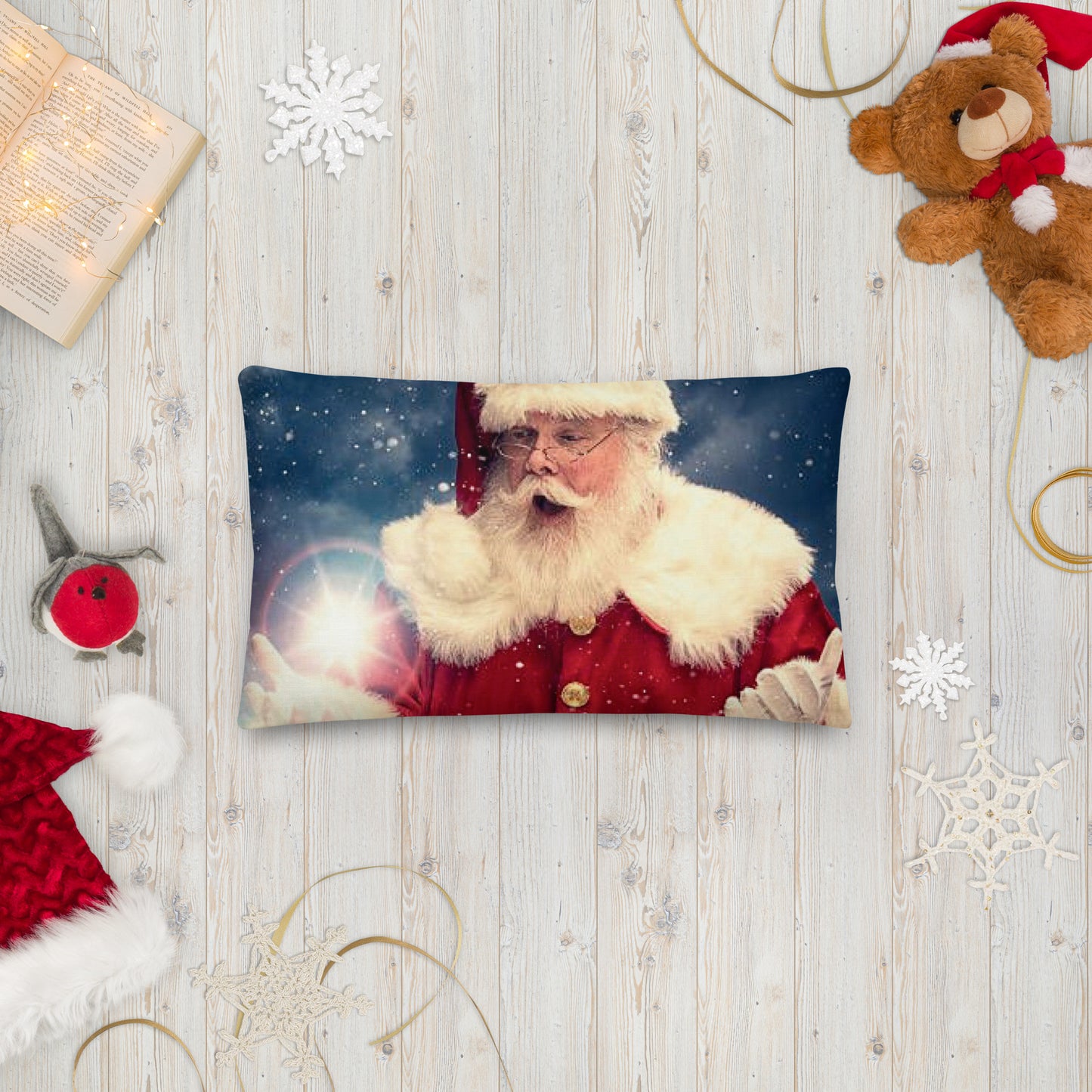 Santa's Christmas Night Premium Throw Pillow CedarHill Country Market