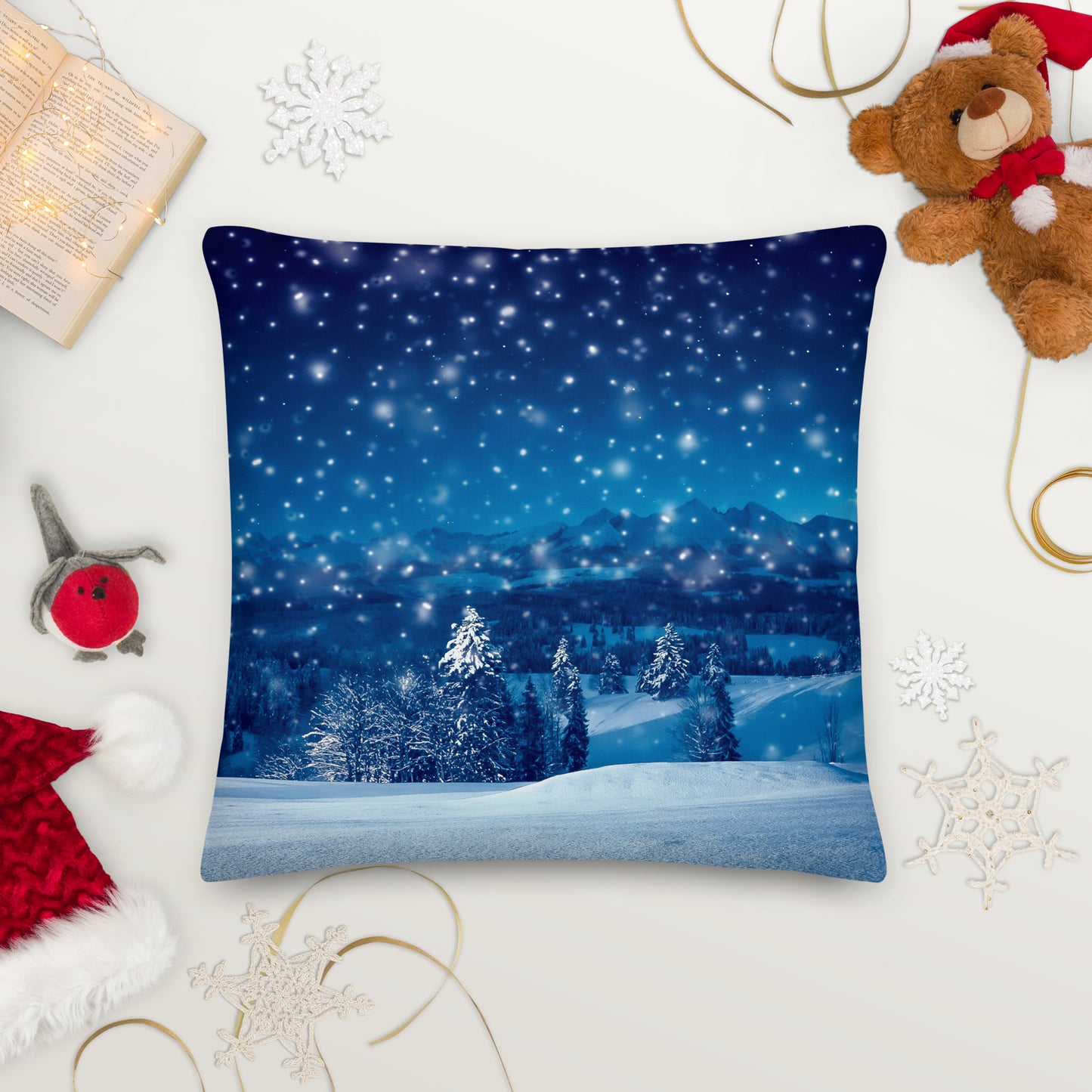 Santa's Christmas Night Premium Throw Pillow CedarHill Country Market
