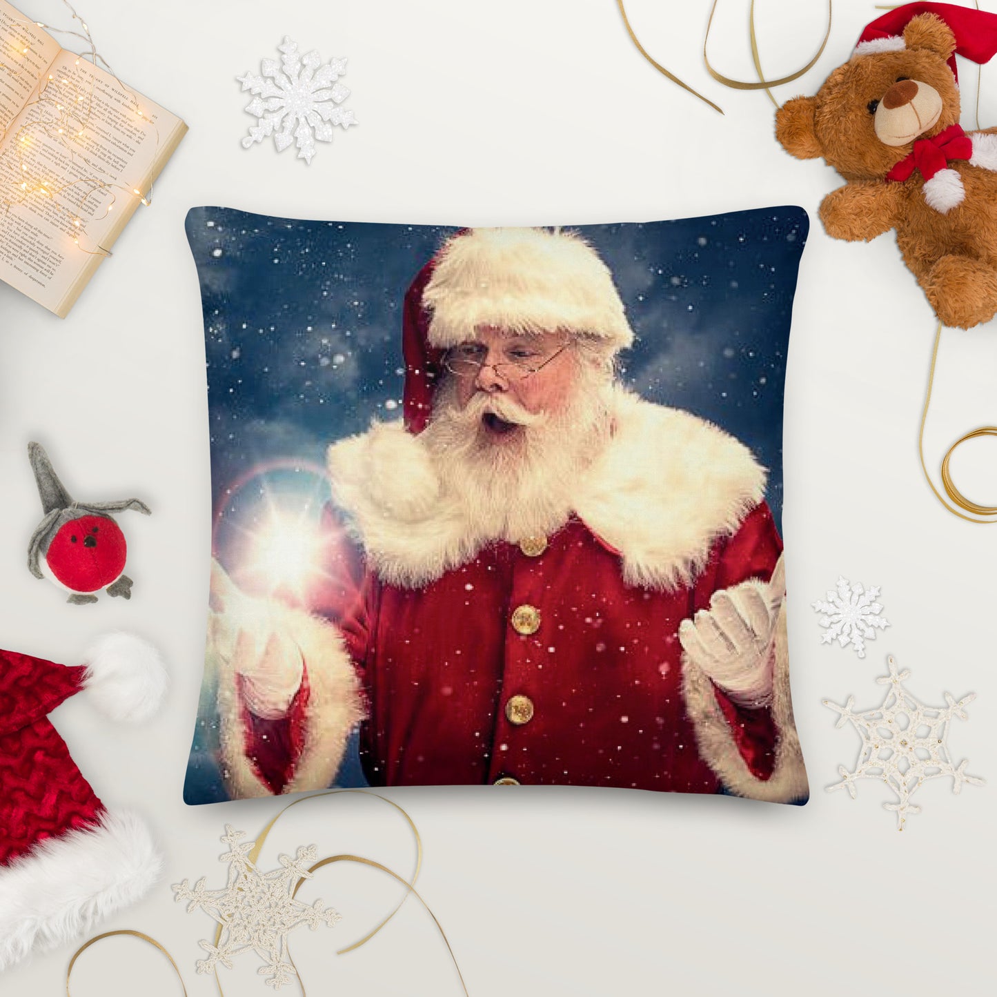 Santa's Christmas Night Premium Throw Pillow CedarHill Country Market