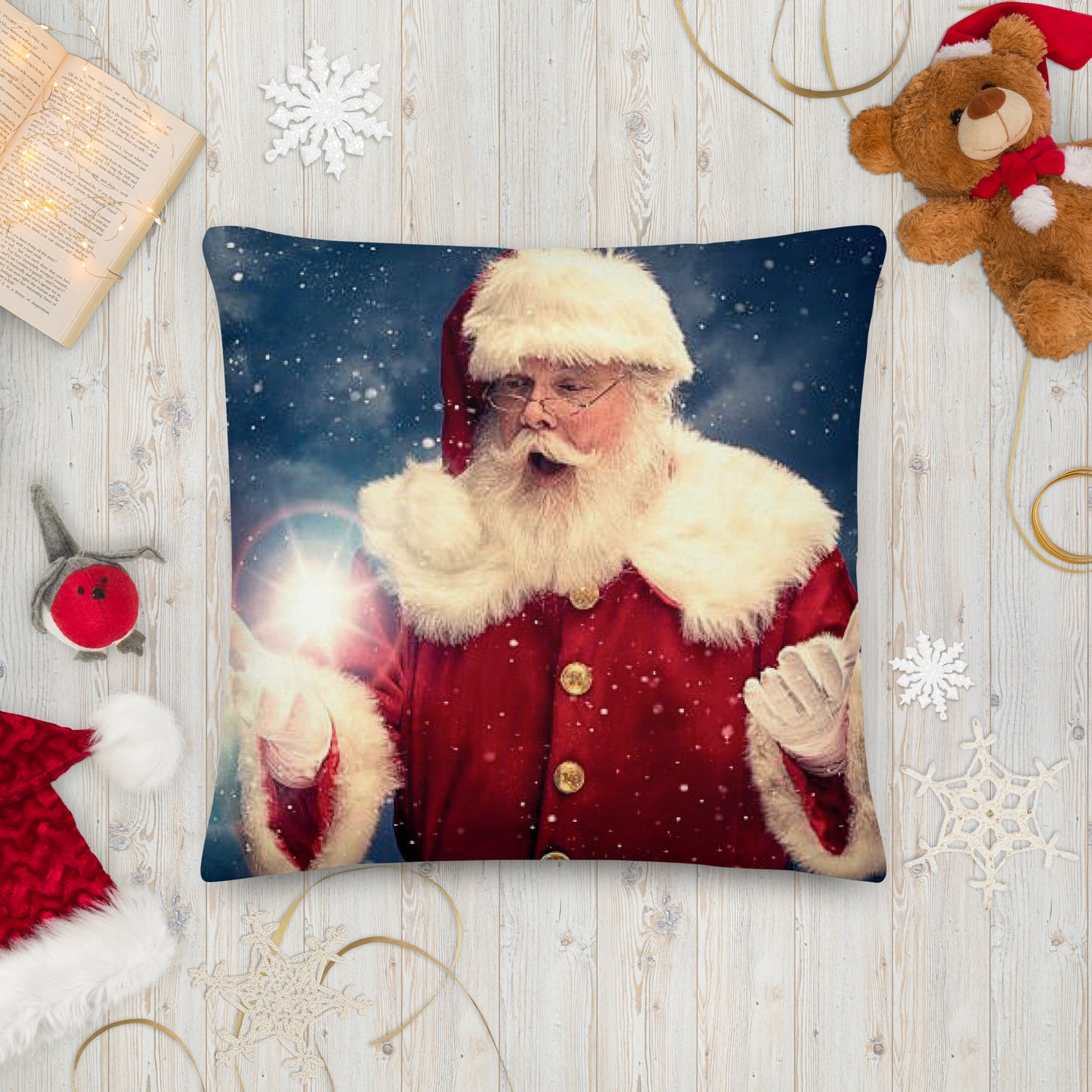 Santa's Christmas Night Premium Throw Pillow CedarHill Country Market