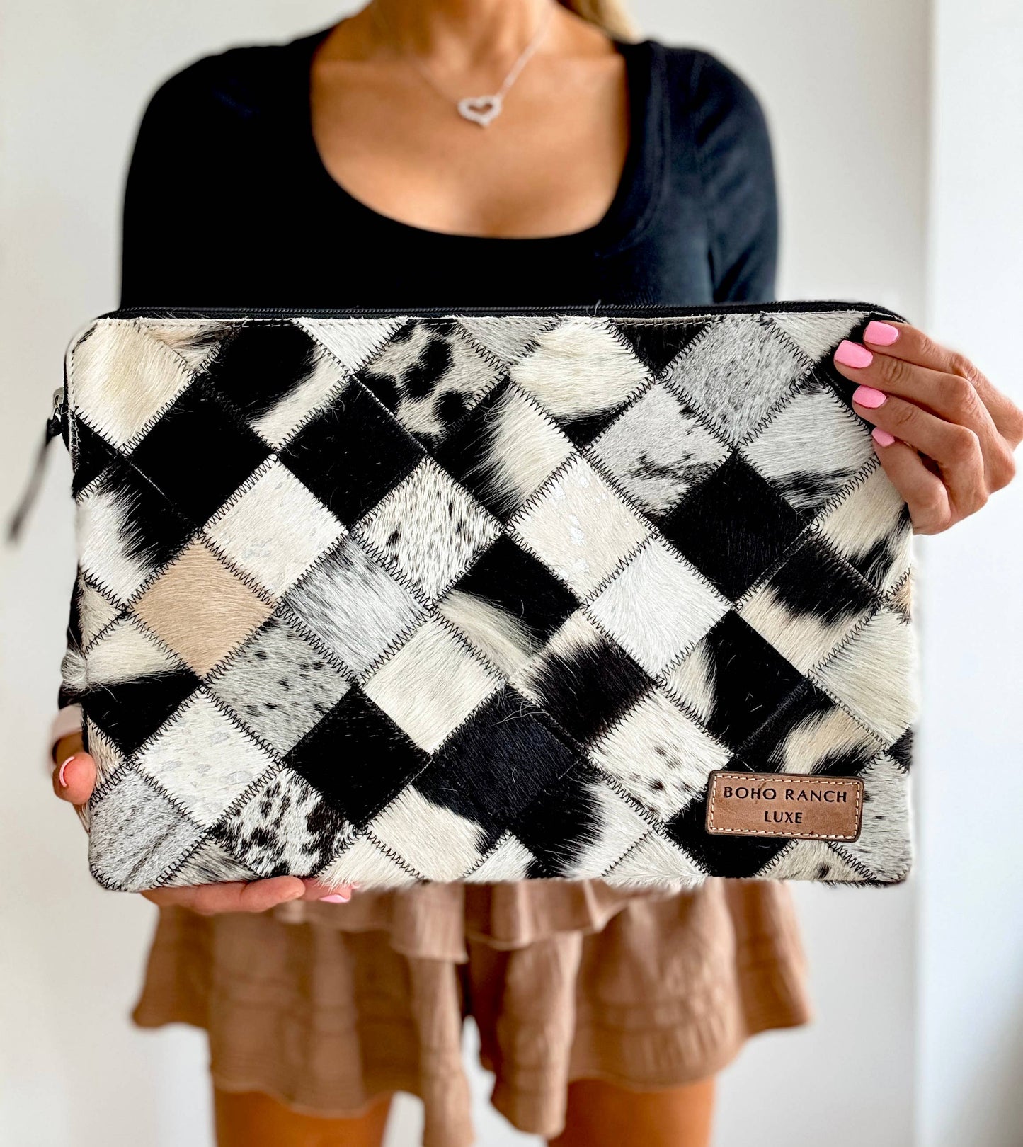 BOHO LUXE LAPTOP tech sleeve computer bag hairon cowhide Boho Ranch Shop