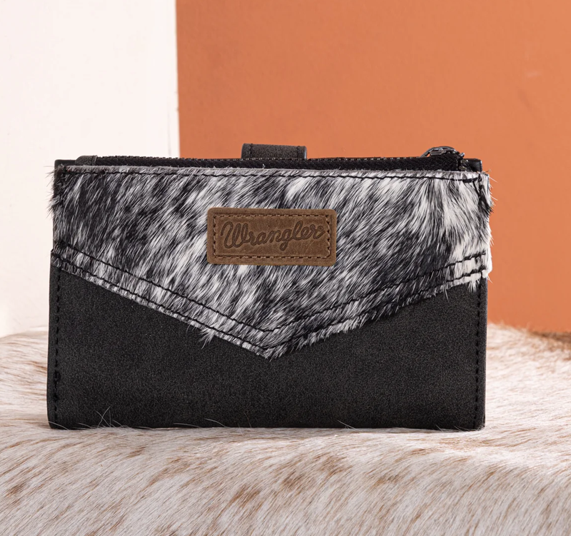 Wrangler Genuine Hair-On Cowhide Card Holder Bi-Fold Wallet No 708 Cedar Hill Country Market
