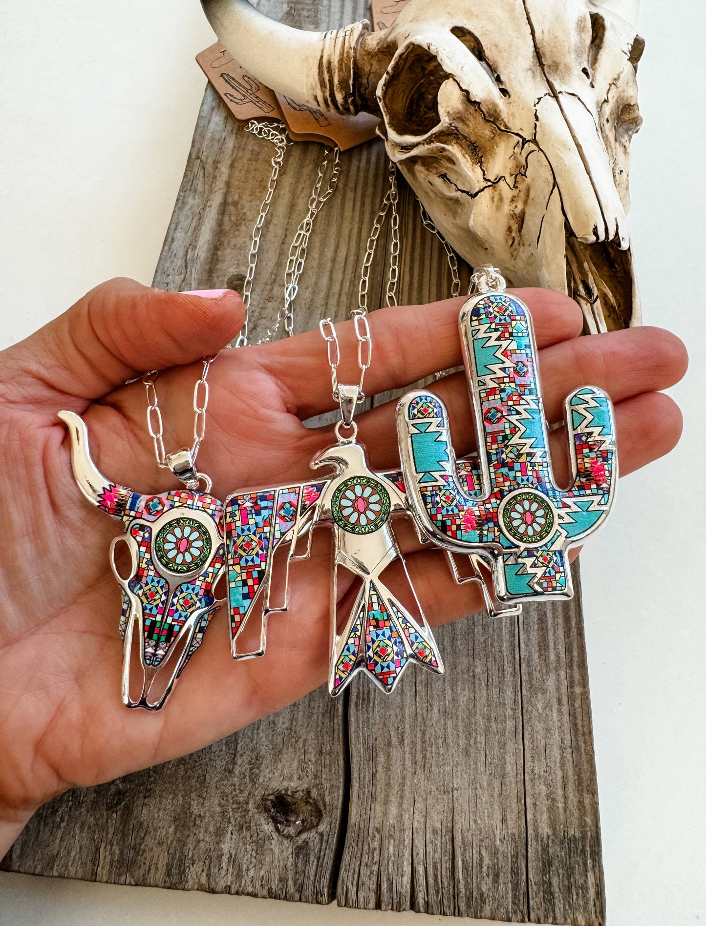 Western Pendant Necklace - Thunderbird | Steer | Cactus Boho Ranch Shop