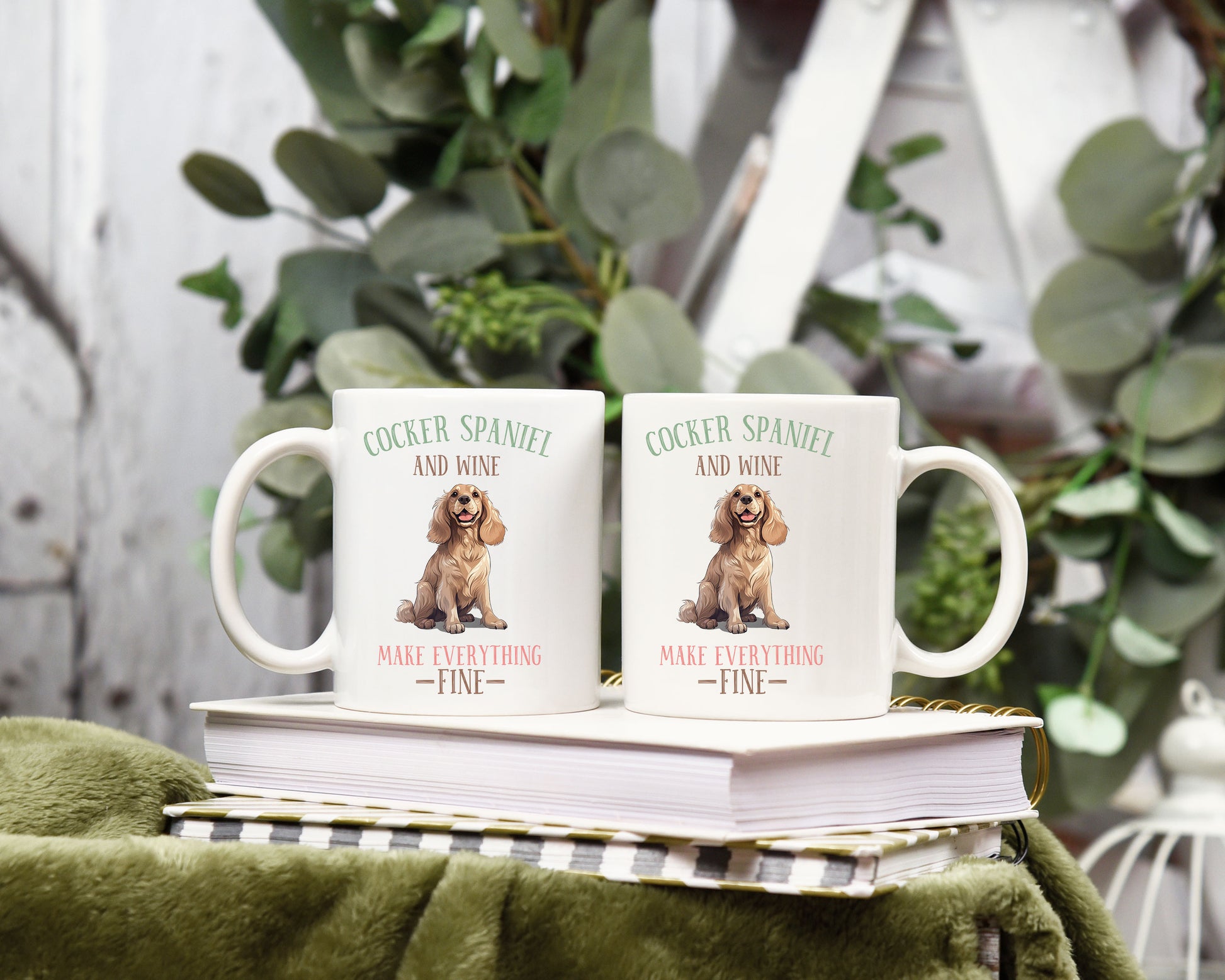 Cocker Spaniel and Wine Make Everything Fine Dog 12oz Coffee Mug CedarHill Country Market