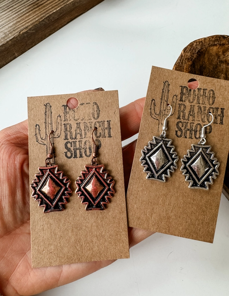 Aztec Stone Earrings Western Antique Dangle Earrings Cedar Hill Country Market