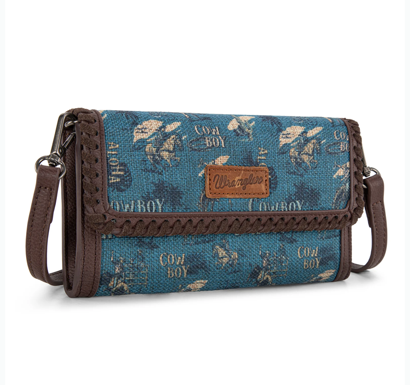 Wrangler Vintage Retro Cowboy Cool Print Wallet/Crossbody No 708 Cedar Hill Country Market