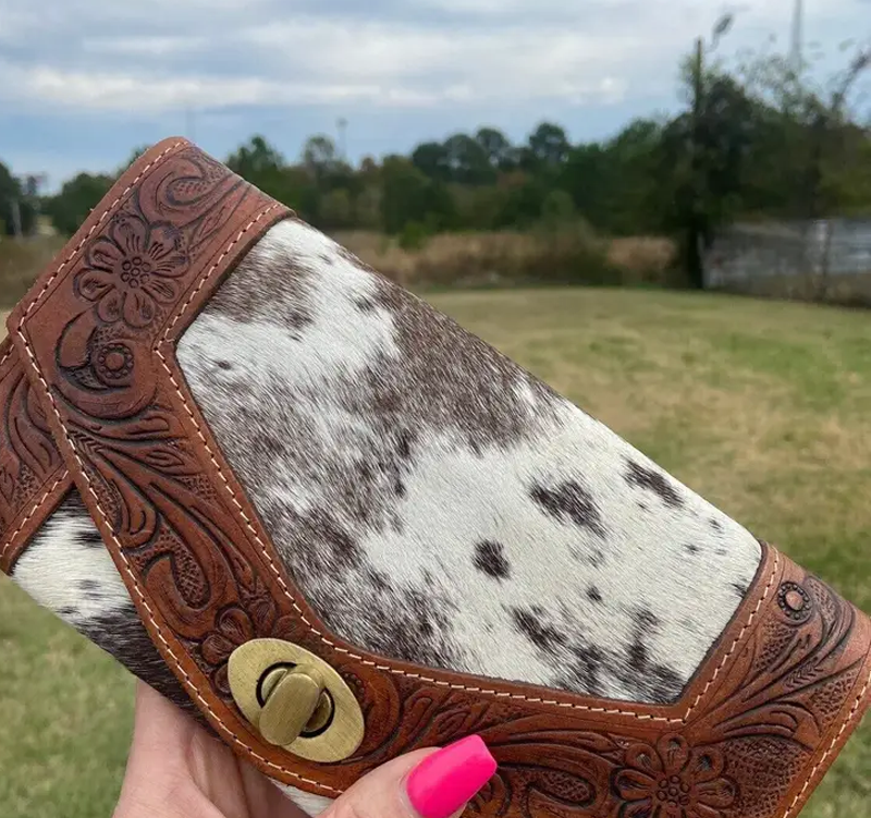 Cowhide Tooled Leather Wallet Cedar Hill Country Market