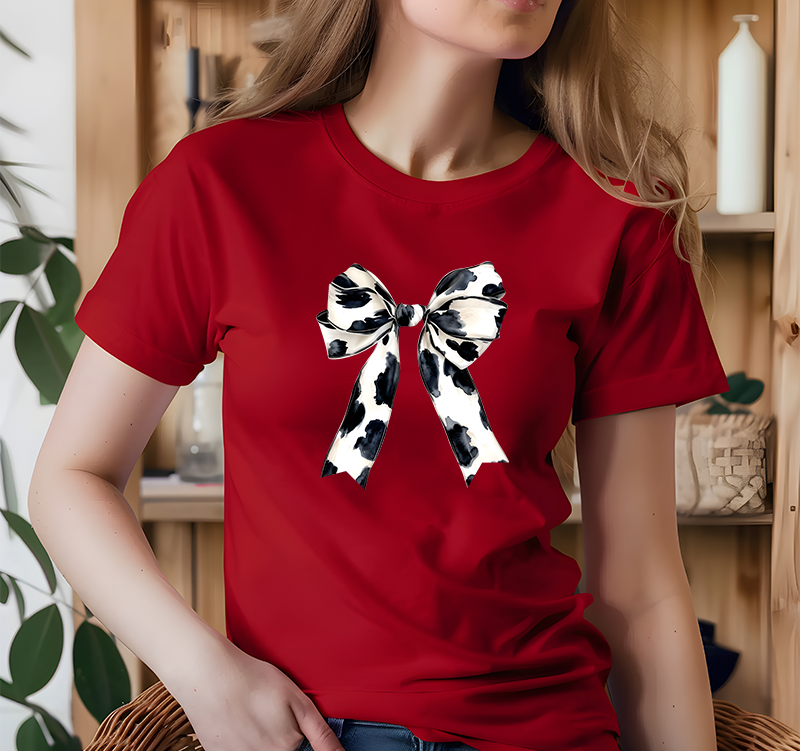 CowPrint Bow/ Coquette Tshirt Cedar Hill Country Market
