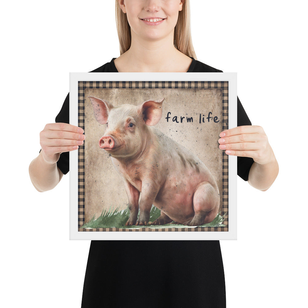 Farm Pig Printed and Framed poster CedarHill Country Market