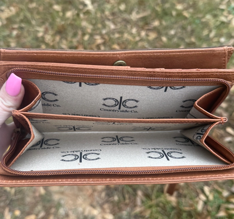 Horse Head Hand Tooled Leather Wallet Wristlet Cedar Hill Country Market