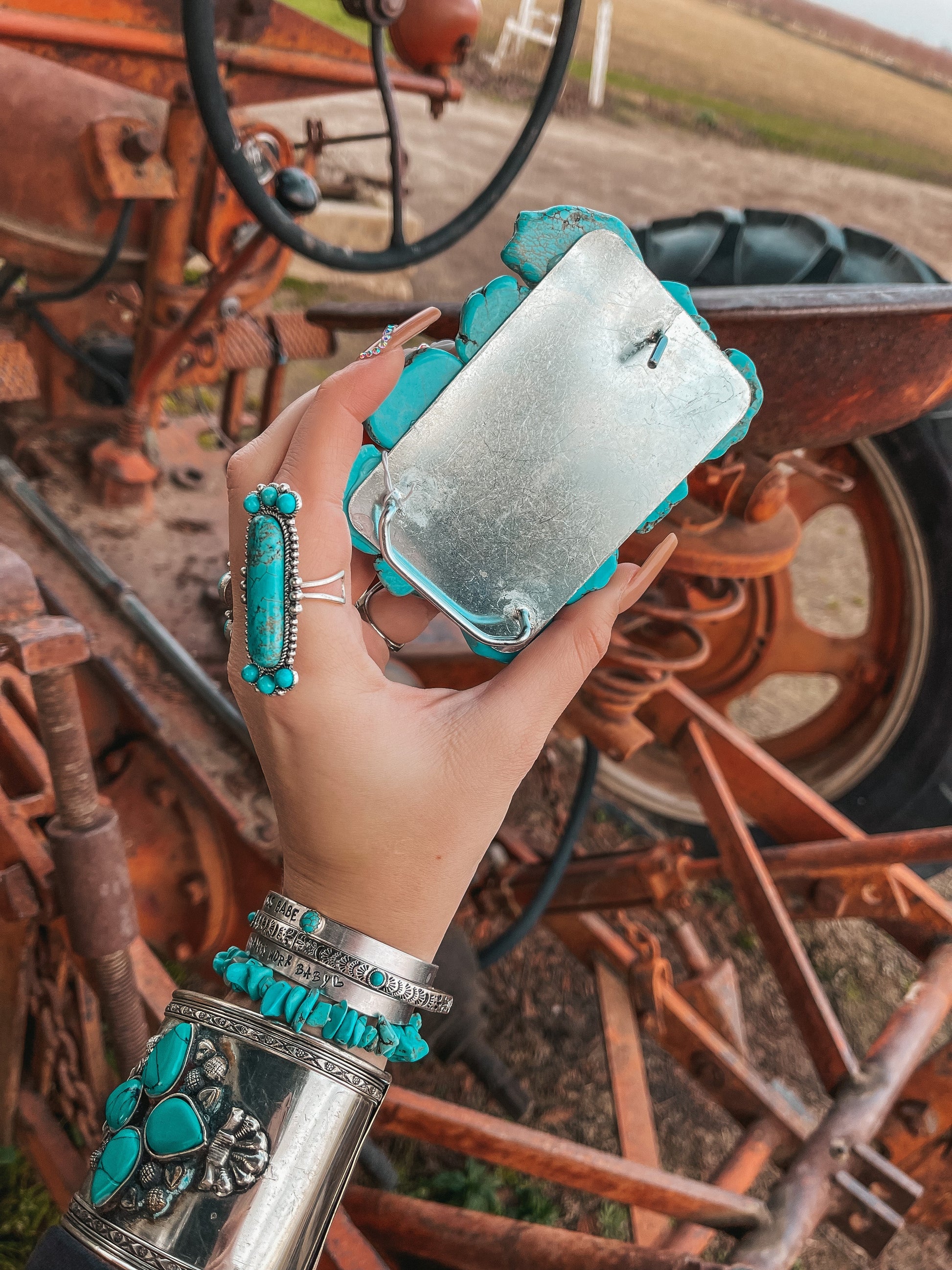 Turquoise Natural Stone Belt Buckle Haute Southern Hyde